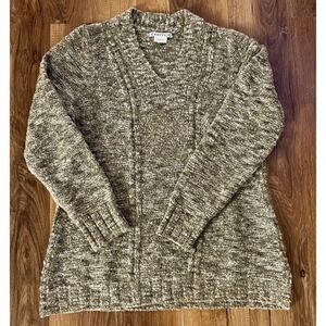 ExOfficio Women’s V-Neck‎ Sz Large LS Sweater in Sage Green Wool Blend EUC